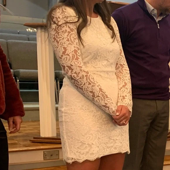 Blind Date White Lace Long Sleeve Bodycon Dress